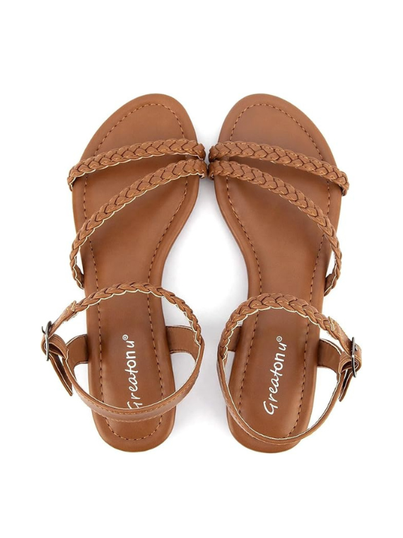 Leather braided sandals