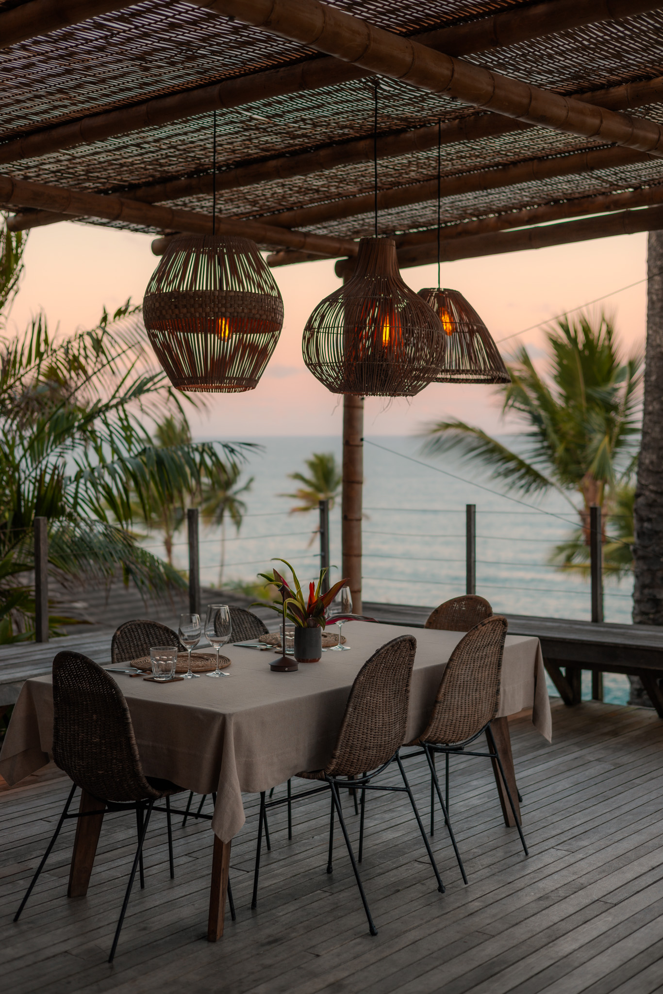 Sunset Dinner Table Barracuda Villas Itacare
