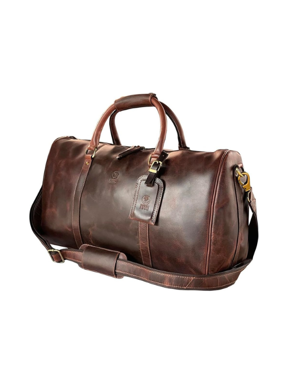 Leather duffle bag